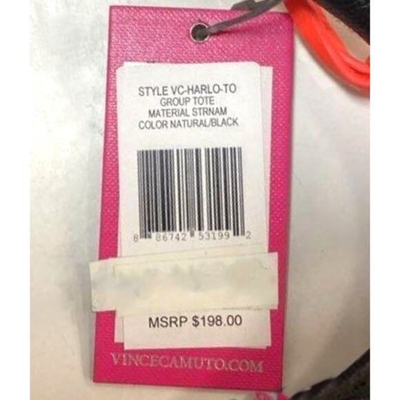 Vince Camuto Harlo Leather Striped Woven Travel Tote Bag - Picture 3 of 6